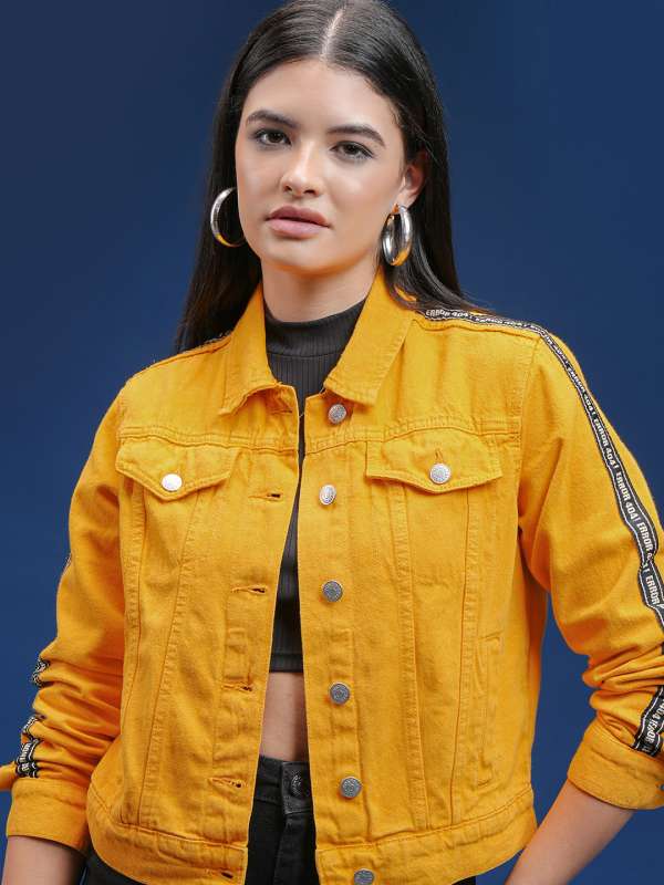 Womens yellow jean jacket cheap