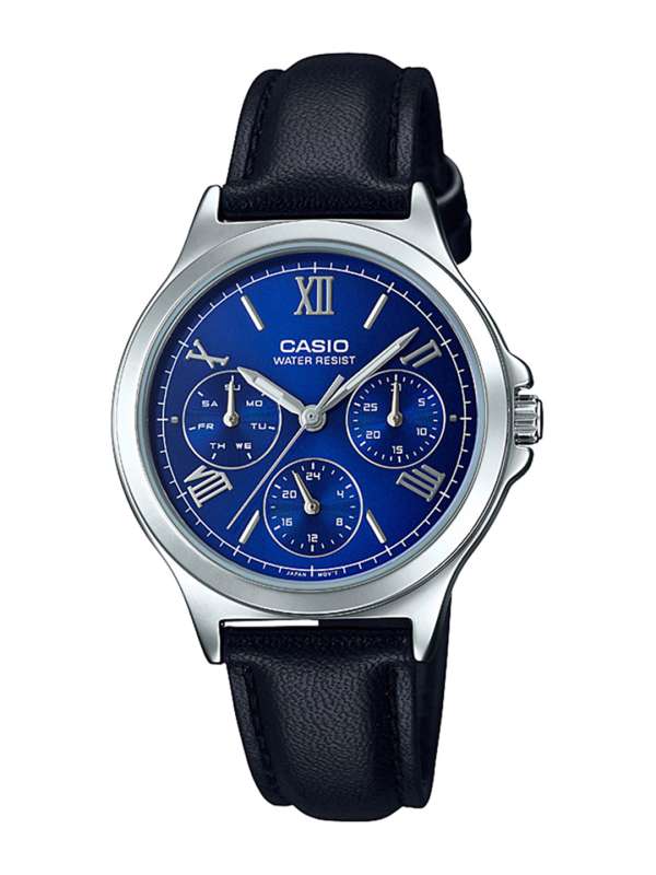 men fashion ex306 blue analog leather strap watch