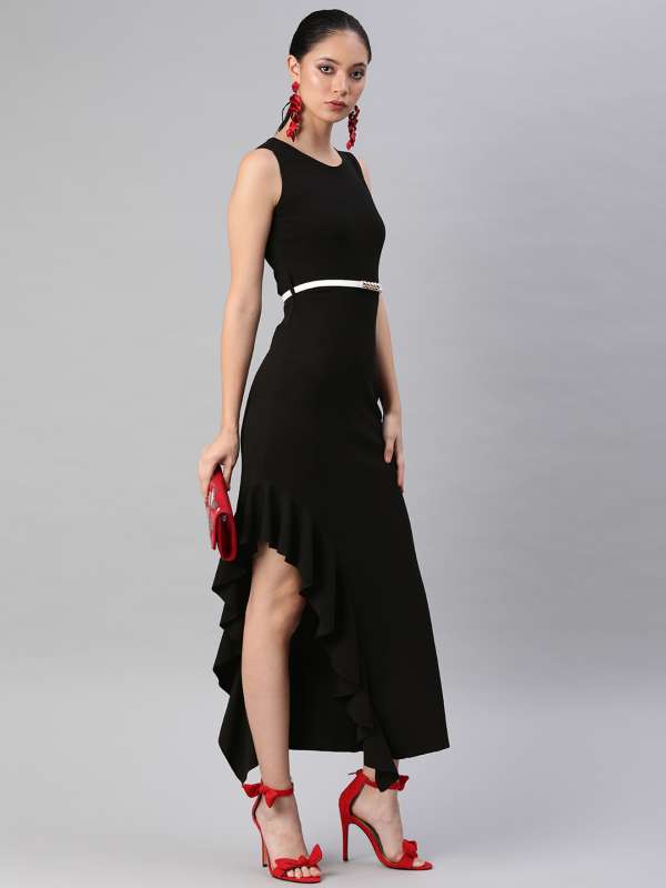 Solid Black Belt Dresses Buy Solid Black Belt Dresses online in India