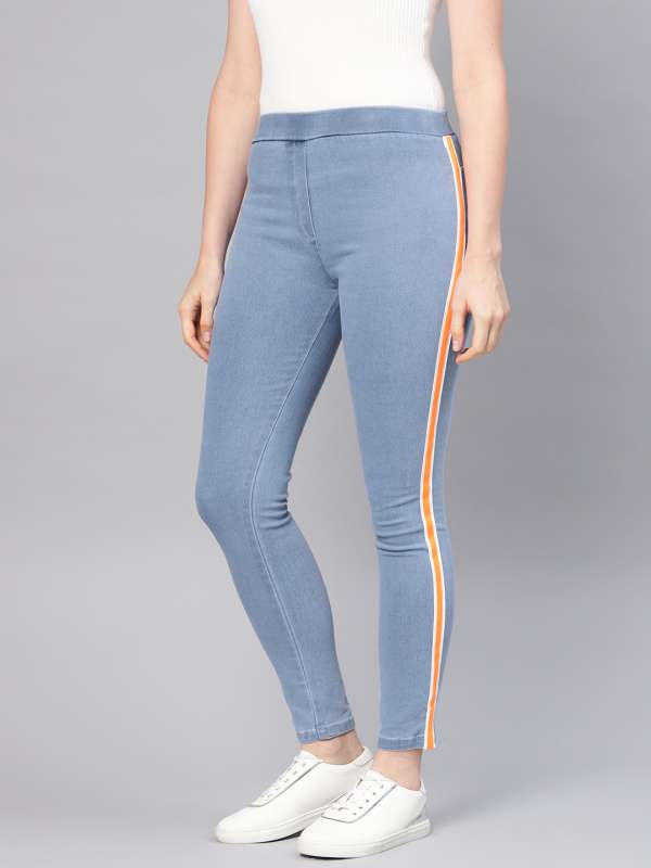 Jeggings with stripe hot sale down the side