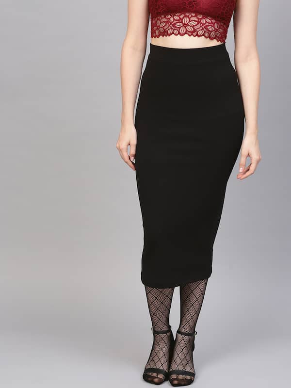 Mehrang Formal Pencil Skirt Womens Stretchable Midi Skirt Knee Length Pencil  Skirt with Elasticated Waist