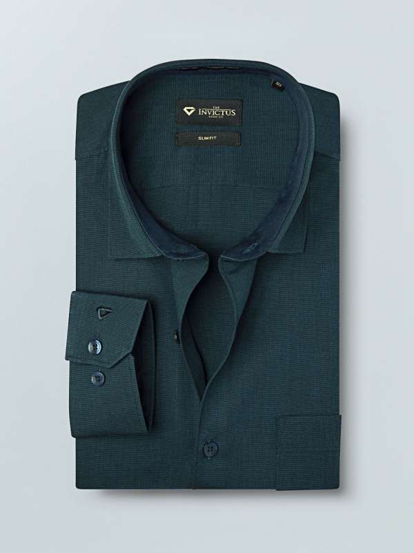 Maha arjun men shop solid formal green shirt