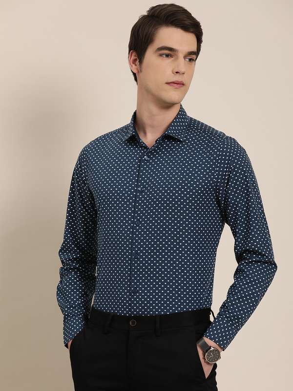 Invictus Navy Blue Slim Fit Printed 