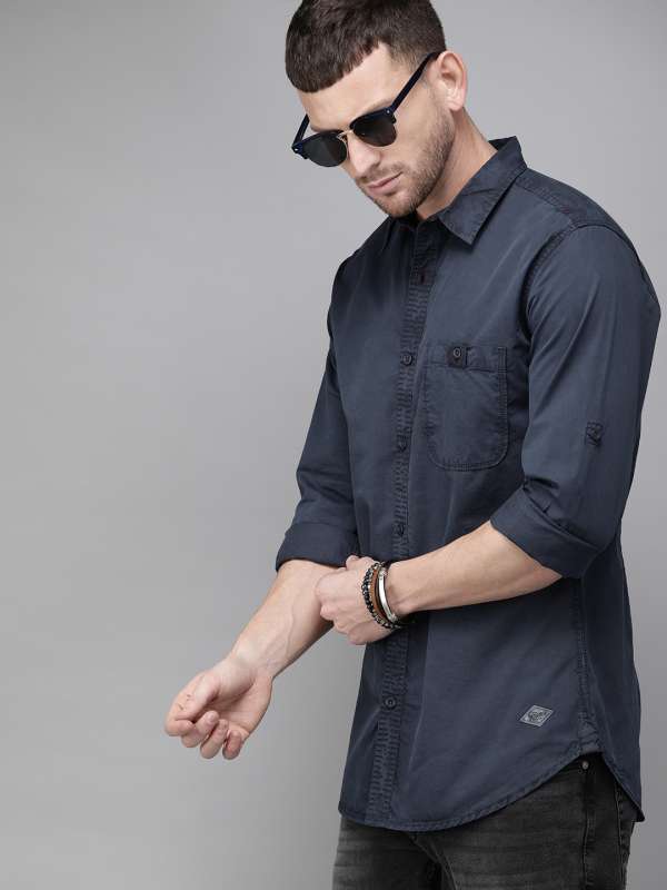 Blue Shirt Buy Blue Colour Shirts Online At Best Price Myntra