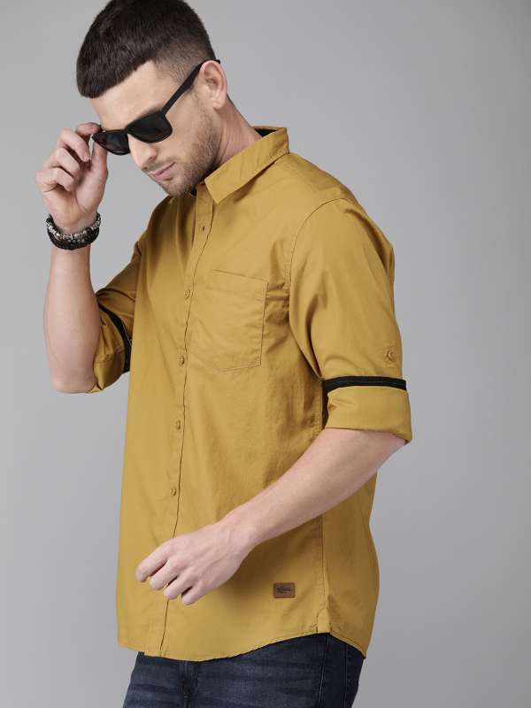 golden attire Men Solid Casual Yellow Shirt - Buy golden attire Men Solid  Casual Yellow Shirt Online at Best Prices in India