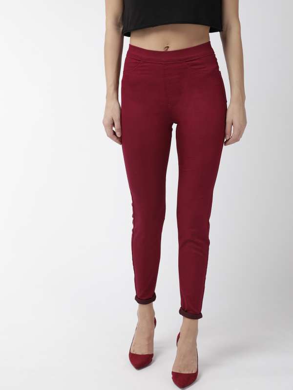 maroon jeggings online