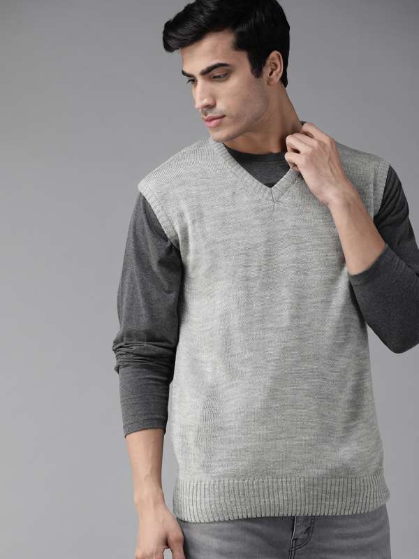 Roadster Sweaters Men Grey Melange By Solid Sweater - Buy Roadster Sweaters  Men Grey Melange By Solid Sweater online in India