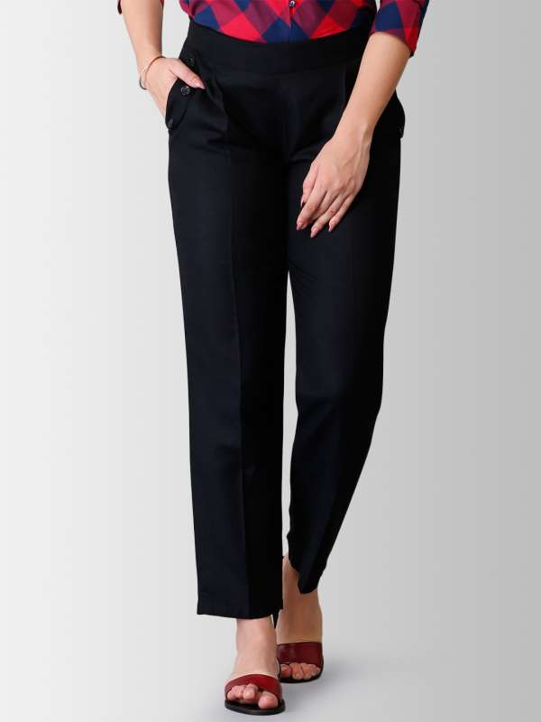 Black Cropped Wide Leg Linen Blend Trousers With Pocket  Plus Size  Clothing from Live Unlimited London