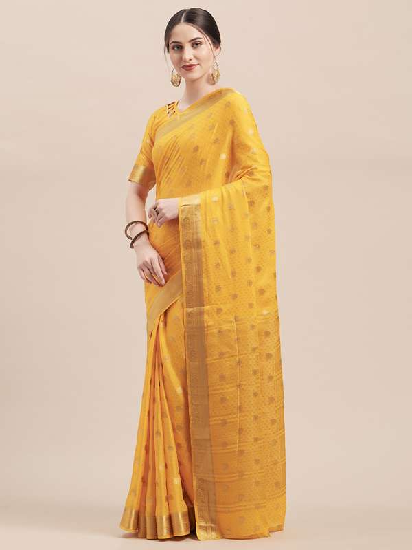 Myntra yellow saree clearance
