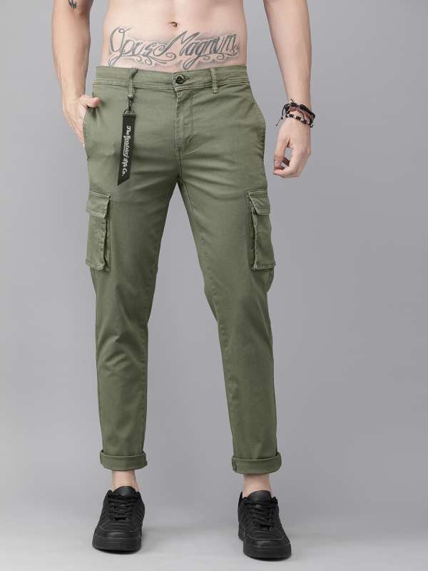 Buy Men Brown Olive Green Slim Fit Trousers online  Looksgudin