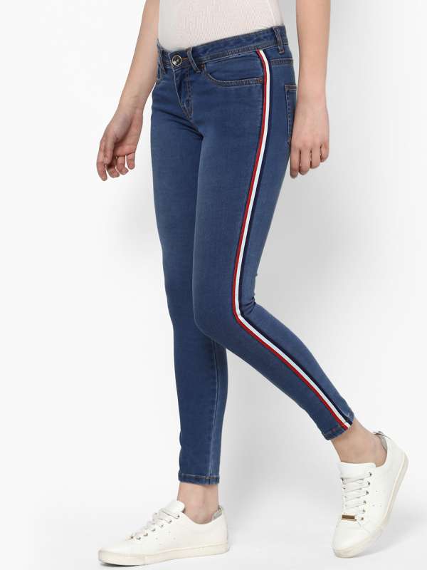 Jeans with clearance side stripe myntra