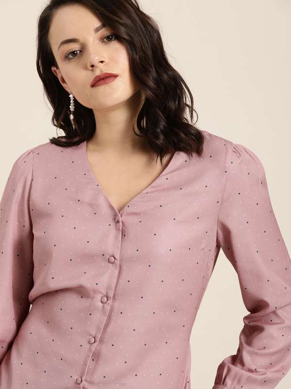 Collarless top shirt womens