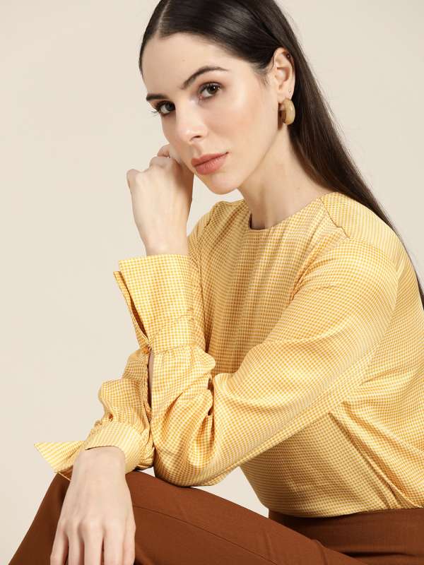 Mustard yellow cheap tops online