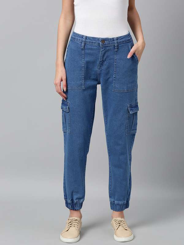 Joggers jeans for womens myntra clearance
