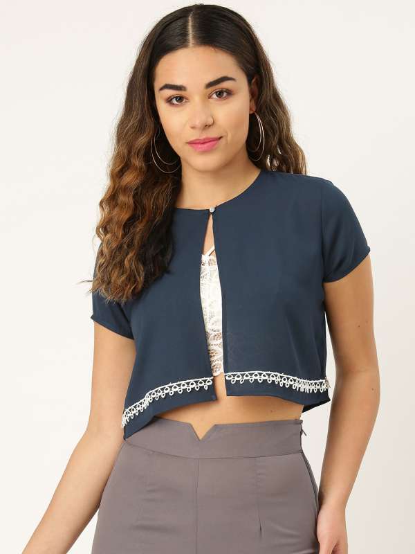 Navy short sleeve shrug store