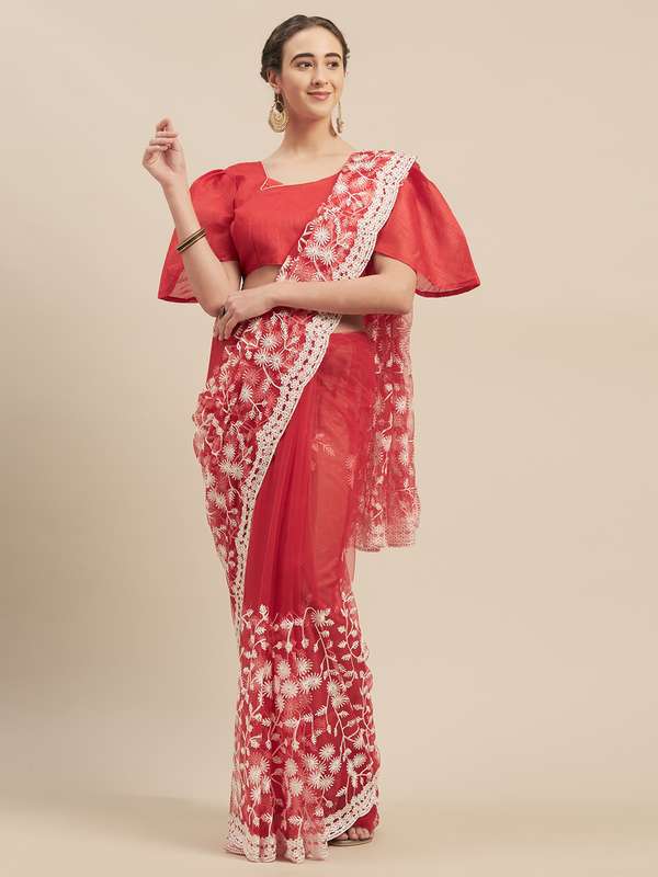 myntra red saree