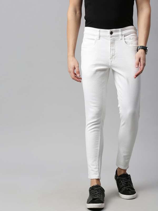 Textured Casual Jeans In Ecru Yonk Fit Blok