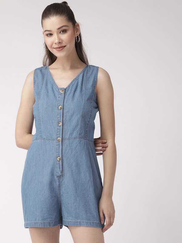denim one piece myntra