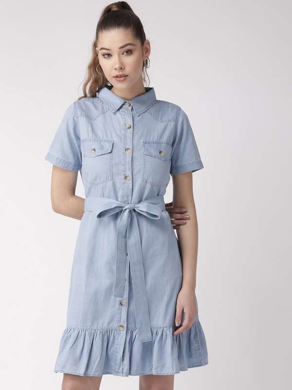 denim dresses for womens myntra