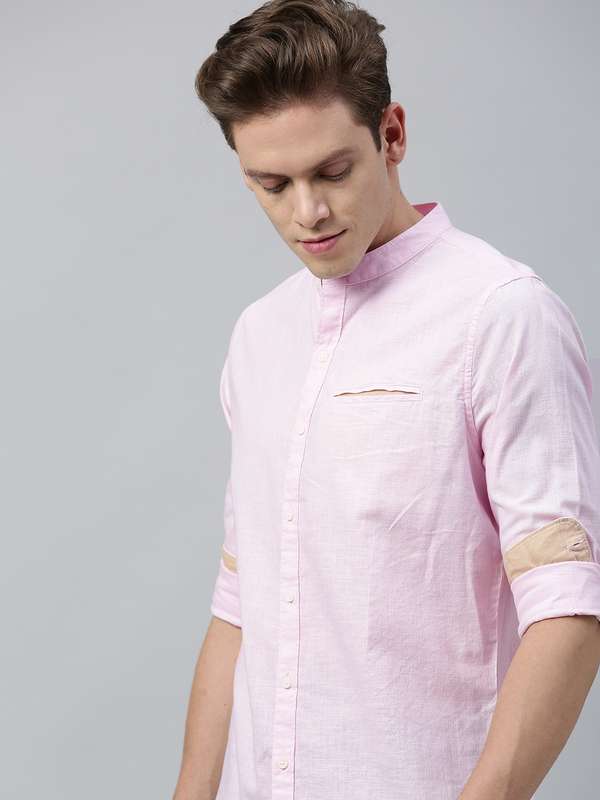 Men Solid Pink Shirt - Buy Men Solid 