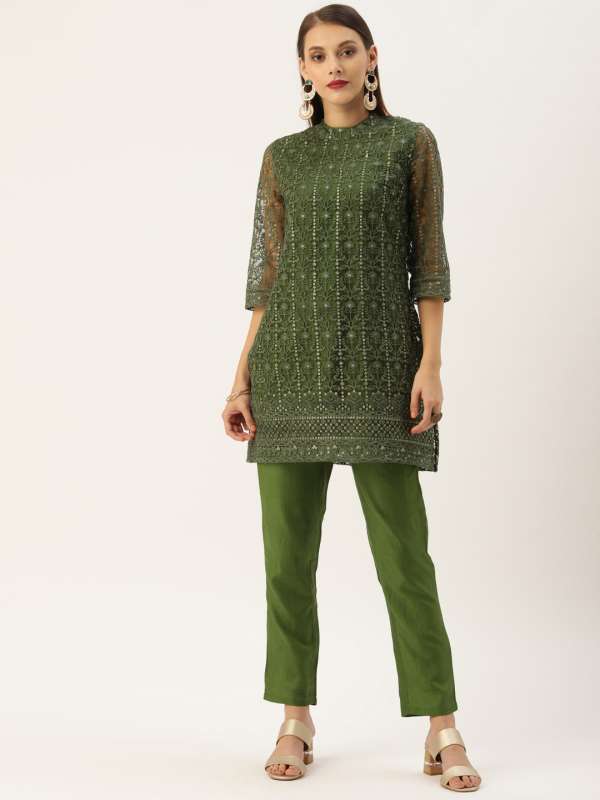 party wear long kurtis myntra