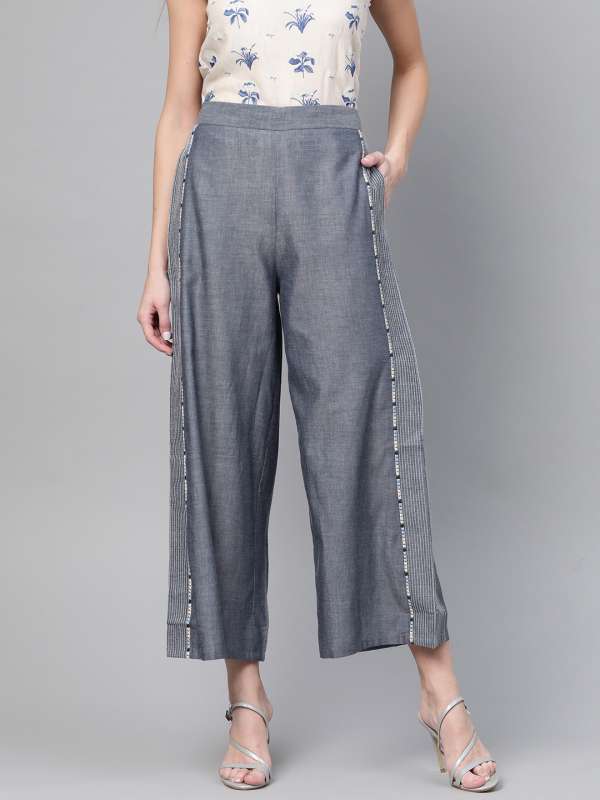 Blue Chambray Tapered Trousers  Matalan