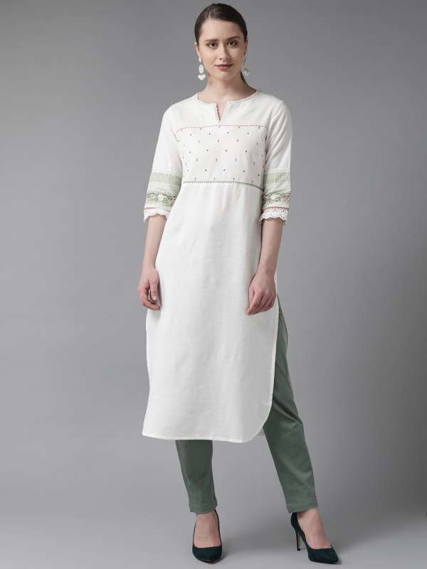 white kurti myntra