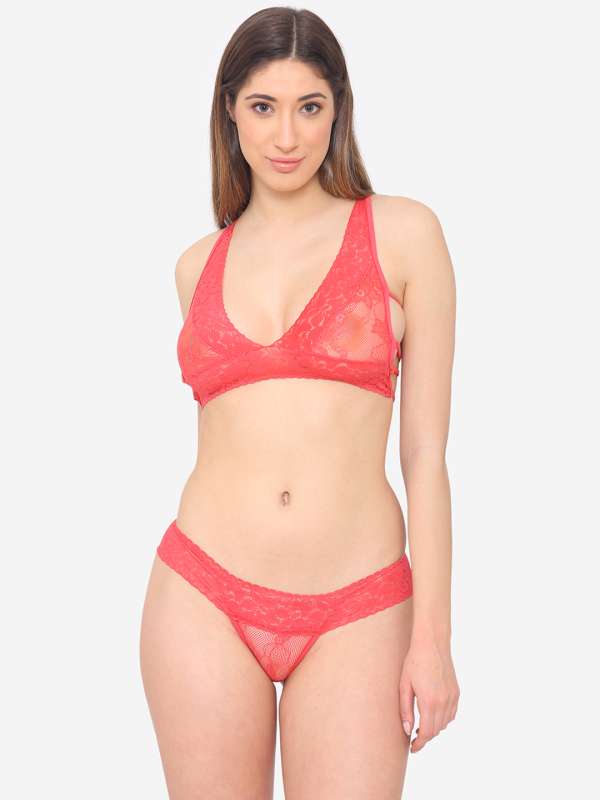 Buy online Red Lace Thongs Panty from lingerie for Women by N-gal
