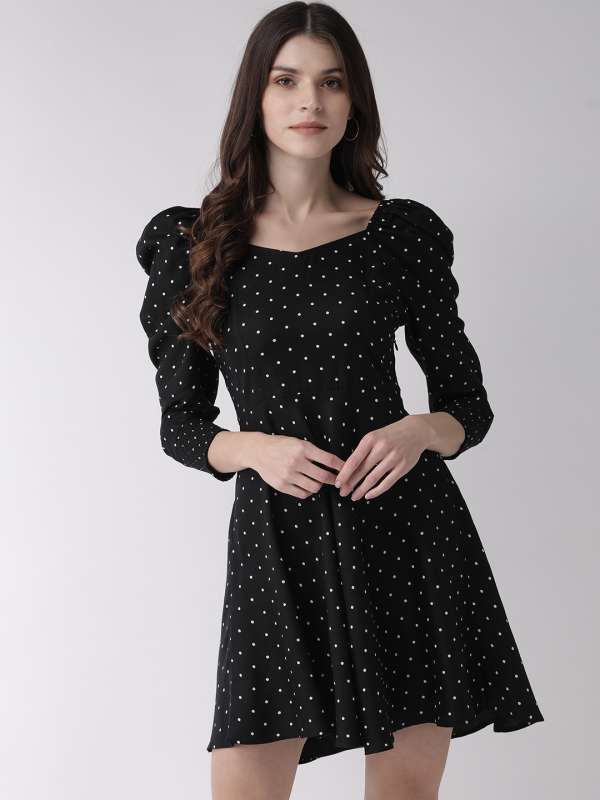 womens black fit and flare dress