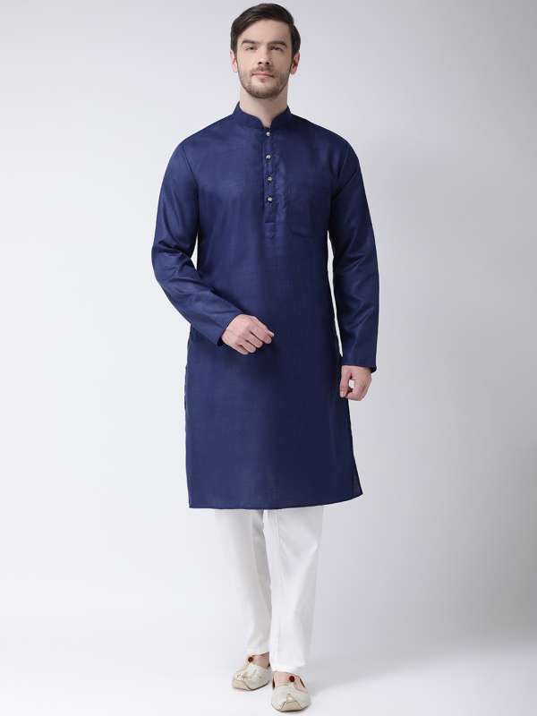 Navy Blue White Men Ethnic Wear Kurta Pyjamas Buy Navy Blue White Men Ethnic Wear Kurta Pyjamas online in India