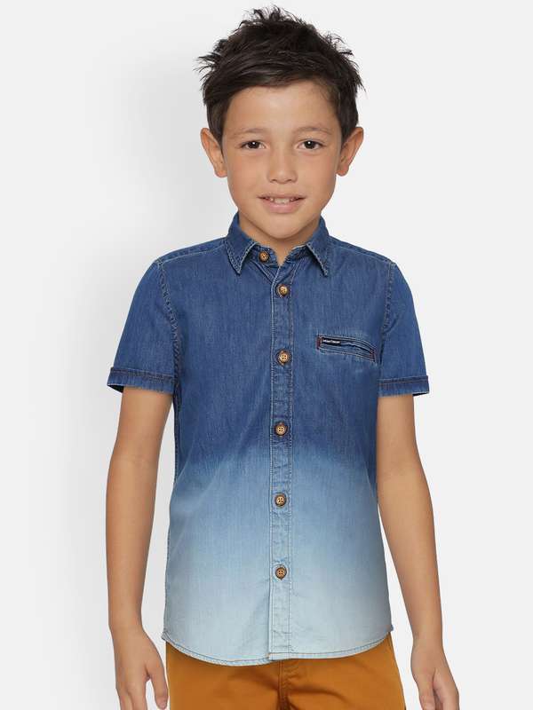 Indian Terrain Blue Denim Shirts - Buy 