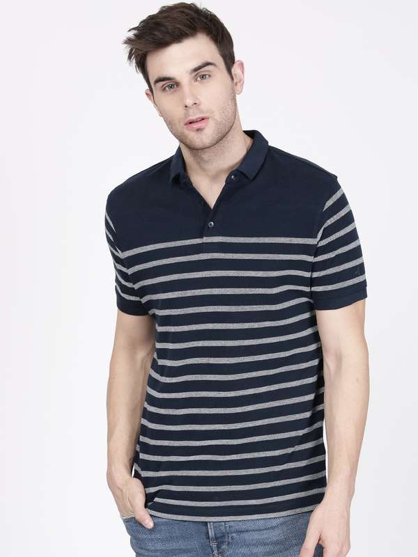 Ether Tshirts Men Navy Blue Striped 