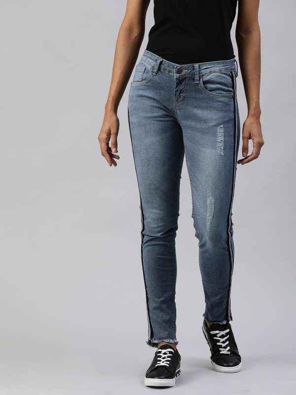 jeans with side stripe myntra