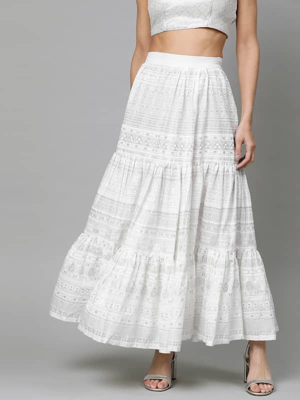 Shorts & Skirts | Black & White Printed Skirt Women | Freeup-suu.vn