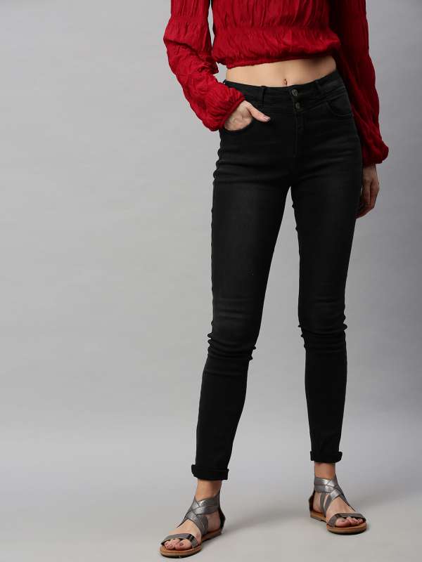 myntra black jeans for ladies