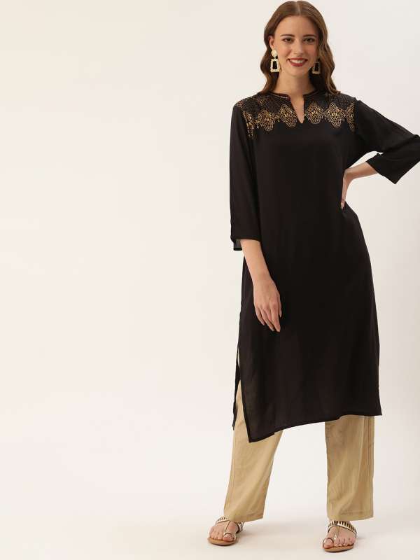 party wear long kurtis myntra