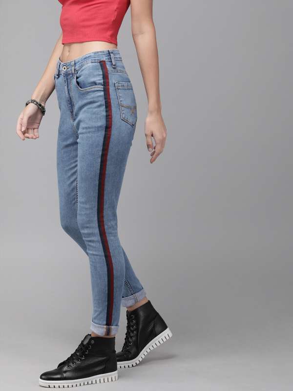 jeans with side stripe myntra