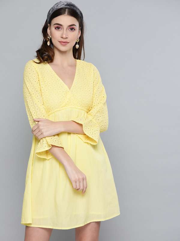 Yellow dress myntra clearance