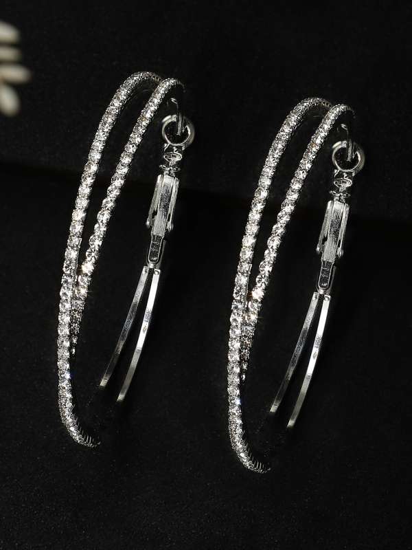 Silver Earrings Buy Silver Earrings Online in India Myntra