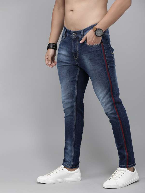 Side stripe jeans mens myntra store