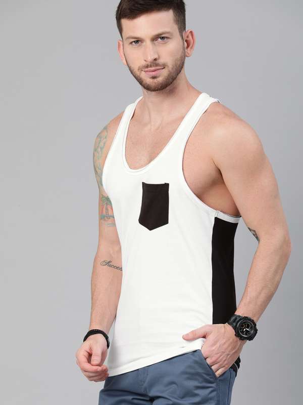 White With Pocket Sleeveless Tshirts Buy White With Pocket