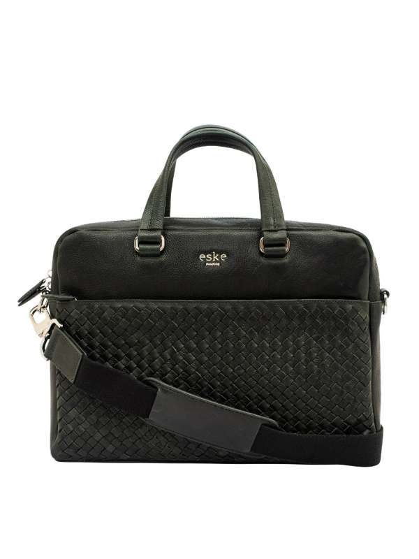 Green leather briefcase discount