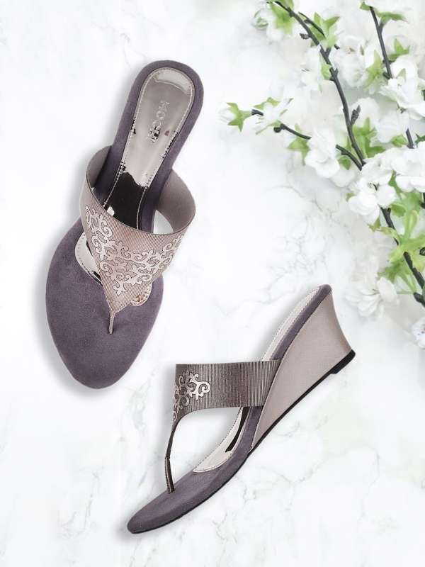 Mochi Grey Wedges Heels Buy Mochi Grey Wedges Heels online in India