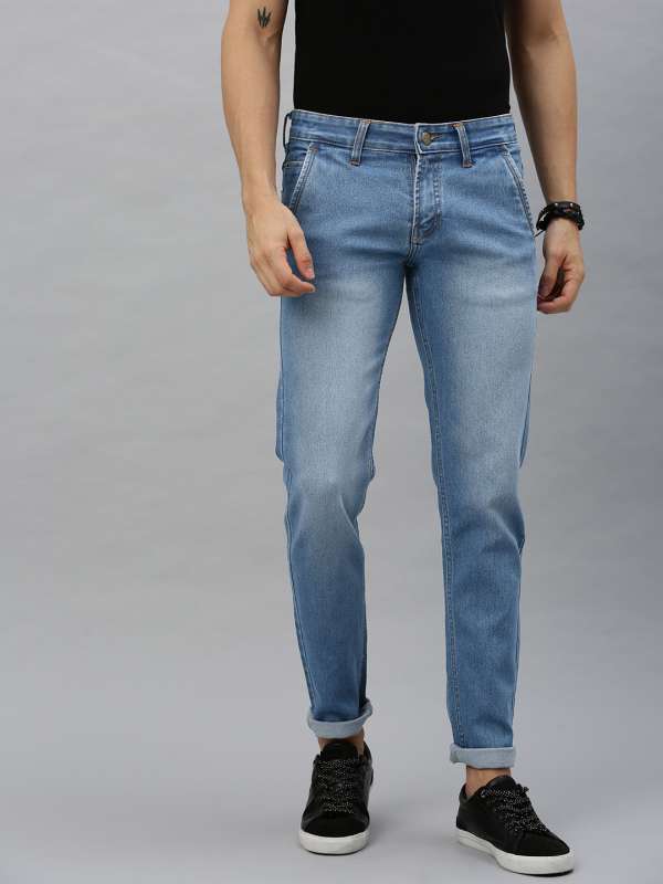 Urbano Fashion Men Light Blue Slim Fit Washed Jogger Jeans Stretchable