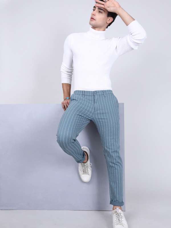 Lars Amadeus Mens White Stripe Dress Pants Slim Fit Vertical Stripe Formal  Pants Business Trousers 28 at Amazon Mens Clothing store