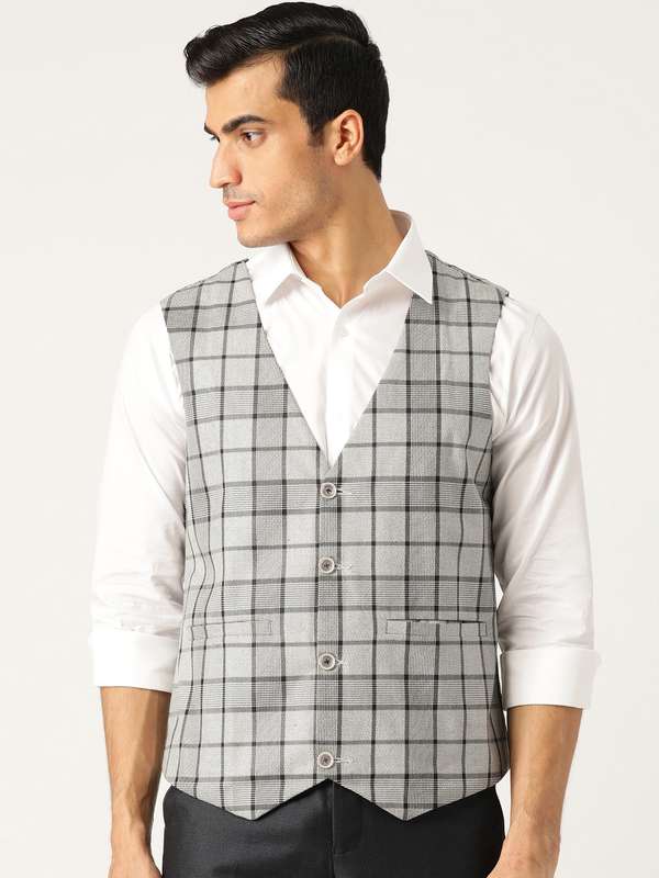 grey patterned waistcoat
