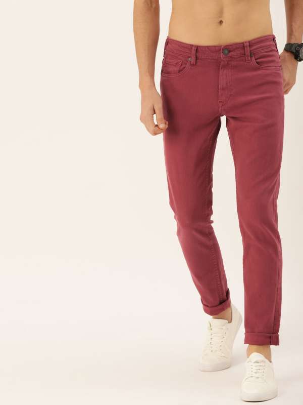 maroon colour jeans