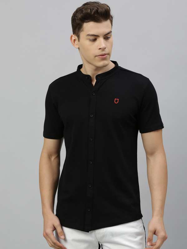 Black Half Sleeve Shirts Buy Black Half Sleeve Shirts Online Myntra