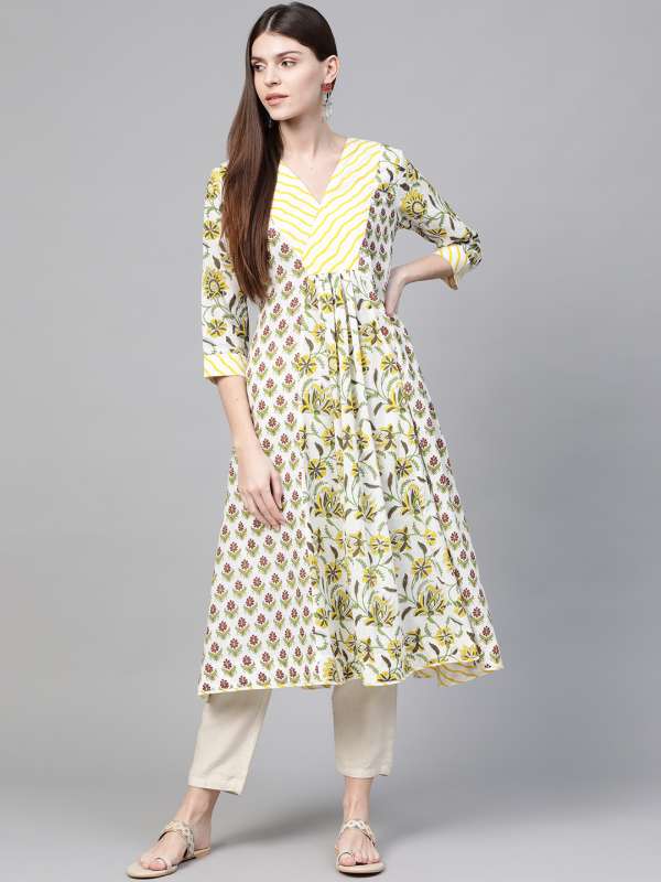 off white anarkali kurti
