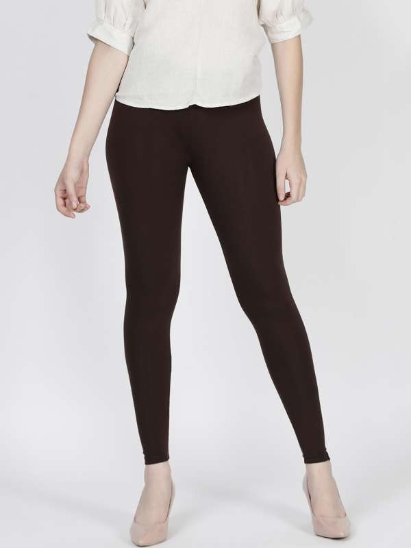  Leggings for Women Solid High-Rise Leggings (Color : Chocolate  Brown, Size : Large) : Clothing, Shoes & Jewelry